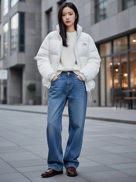 「FILA（フィラ）のアイテム」を使った、Lazarさん（レディース・160cm）の冬コーディネート