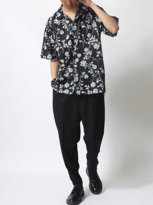 セール】Oversize Drape Open Collar Shirt/オーバーサイズ