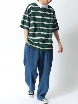 「Lazar（ラザル）のアイテム（デニムパンツ）」を使った、Lazarさん（メンズ・177cm）の夏コーディネート