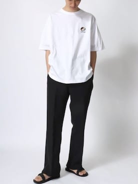 「アイテム（スラックス）」を使った、Ｔさん（メンズ・177cm）の夏コーディネート