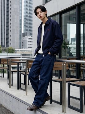 「Levi's（リーバイス）のLevi's/リーバイス 35mmレザーベルト（ベルト、ブラック系）」を使った、Lazarさん（メンズ・176cm）の秋コーディネート