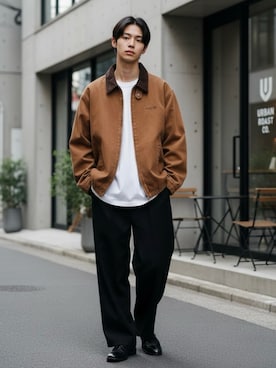 「アイテム（スラックス）」を使った、Lazarさん（メンズ・176cm）の秋コーディネート
