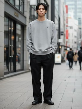 「アイテム（スウェット）」を使った、Lazarさん（メンズ・176cm）の冬コーディネート