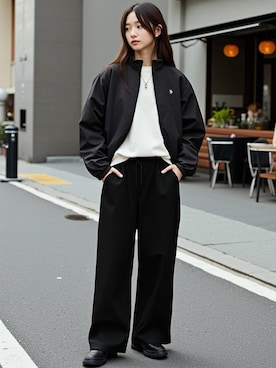 「アイテム（ナイロンジャケット）」を使った、Lazarさん（レディース・162cm）の秋コーディネート