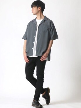 「Dr. Martens（ドクターマーチン）のアイテム（ローファー）」を使った、Ｔさん（メンズ・177cm）の夏コーディネート