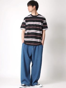 「Lazar（ラザル）のアイテム（デニムパンツ）」を使った、Lazarさん（メンズ・177cm）の春コーディネート