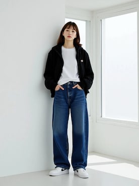 「アイテム（パーカー）」を使った、Lazarさん（レディース・157cm）の秋コーディネート