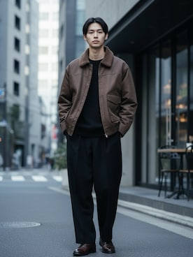「アイテム（スウェット）」を使った、Lazarさん（メンズ・176cm）の冬コーディネート