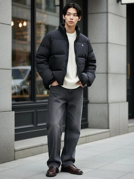 「おでかけコーデ」｜「アイテム（ダウンジャケット/コート）」を使った、Lazarさん（メンズ・176cm）の秋コーディネート