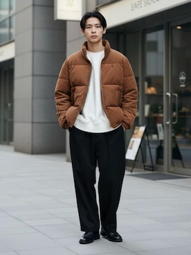 「アイテム（ベルト）」を使った、Lazarさん（メンズ・176cm）の冬コーディネート