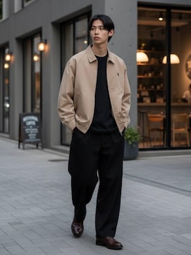 「アイテム（スラックス）」を使った、Lazarさん（メンズ・176cm）の秋コーディネート
