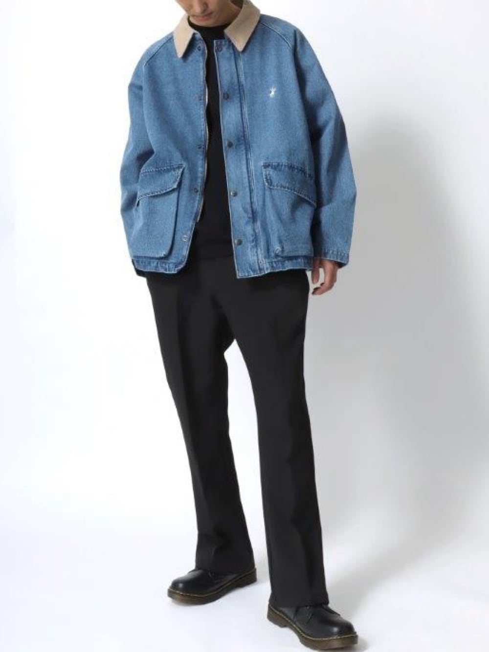 90s〜 Dickies ディッキーズ コーデュロイ切替 ハンティングジャケット Dickies ダックジャケット 襟コーデュロイ ブラック【1113A02