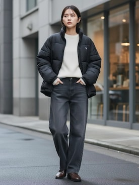 「おでかけコーデ」｜「アイテム（ダウンジャケット/コート）」を使った、Lazarさん（レディース・164cm）の秋コーディネート