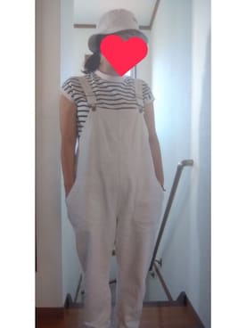 「Chambre（シャンブル）のアイテム（オールインワン・サロペット）」を使った、モコモコさん（レディース・160cm）の夏コーディネート