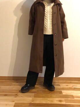 「OLIVE des OLIVE（オリーブデオリーブ）のアイテム（ステンカラーコート）」を使った、Minea*さん（レディース・157cm）の冬コーディネート