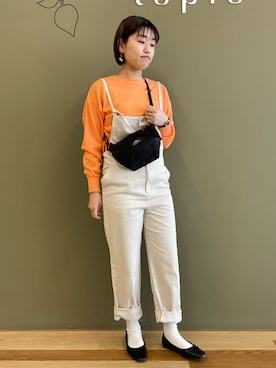 「Green　Parks（グリーンパークス）のアイテム（オールインワン・サロペット）」を使った、さきさん（レディース・164cm）の春コーディネート
