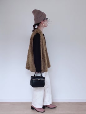「ファーベスト」｜「アイテム（ニットキャップ/ビーニー）」を使った、sato**さん（レディース・164cm）の秋コーディネート