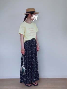 「アイテム（帽子、ベージュ系）」を使った、sato**さん（レディース・164cm）の夏コーディネート