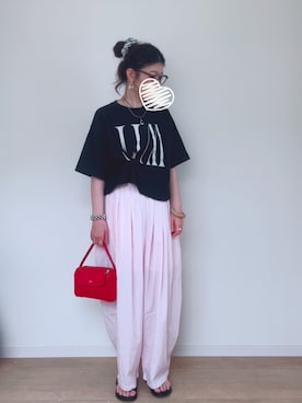 「niko and...（ニコアンド）のアイテム（メガネ）」を使った、sato**さん（レディース・164cm）の夏コーディネート