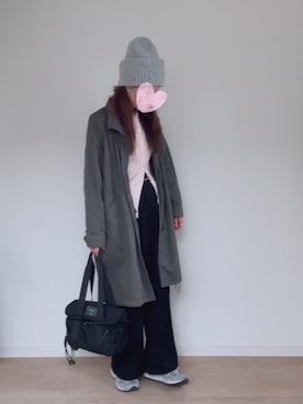 「アイテム（ニットキャップ/ビーニー）」を使った、sato**さん（レディース・164cm）の冬コーディネート