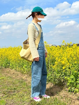 「PUAL CE CIN（ピュアルセシン）のアイテム（サロペット/オーバーオール）」を使った、sato**さん（レディース・164cm）の春コーディネート