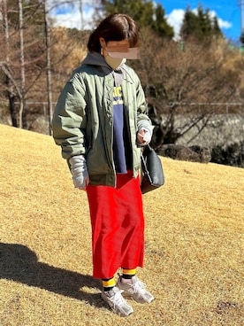 「PUAL CE CIN（ピュアルセシン）のアイテム（MA-1）」を使った、sato**さん（レディース・164cm）の冬コーディネート
