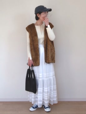 「FRAMeWORK（フレームワーク）のアイテム（帽子）」を使った、sato**さん（レディース・164cm）の冬コーディネート