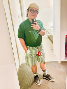 「アイテム（帽子、ベージュ系）」を使った、りゅうたさん（メンズ・159cm）の夏コーディネート