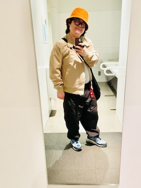 「LACOSTE（ラコステ）の防風 撥水 ハリントンジャケット（ブルゾン、ベージュ系）」を使った、りゅうたさん（メンズ・160cm）の春コーディネート