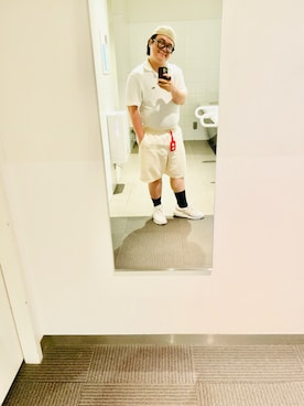 「LACOSTE（ラコステ）の【LACOSTE】COTTON LOGO HUNTING L1130（ハンチング/ベレー帽、ベージュ系）」を使った、りゅうたさん（メンズ・160cm）の夏コーディネート