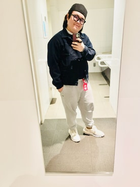 「LACOSTE（ラコステ）の【LACOSTE】COTTON LOGO HUNTING L1130（ハンチング/ベレー帽、ブラック系）」を使った、りゅうたさん（メンズ・160cm）の春コーディネート