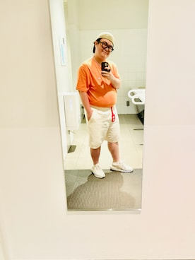 「LACOSTE（ラコステ）のリネン×レーヨンブレンドツイルショーツ（その他パンツ、ホワイト系）」を使った、りゅうたさん（メンズ・160cm）の春コーディネート