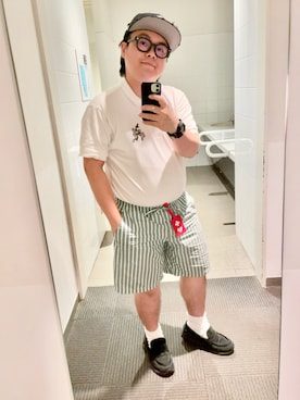 「ぽっちゃり、夏」｜「アイテム（パンツ）」を使った、りゅうたさん（メンズ・159cm）の夏コーディネート