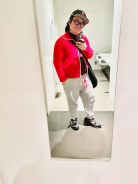 「無印良品（ムジルシリョウヒン）の紳士　起毛ハイネック長袖Ｔシャツ（Tシャツ/カットソー、レッド系）」を使った、りゅうたさん（メンズ・160cm）の春コーディネート