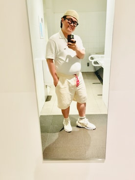 「LACOSTE（ラコステ）の【LACOSTE】COTTON LOGO HUNTING L1130（ハンチング/ベレー帽、ベージュ系）」を使った、りゅうたさん（メンズ・160cm）の春コーディネート