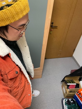 「ボア」｜「アイテム（デニムジャケット）」を使った、りゅうたさん（メンズ・158cm）の冬コーディネート