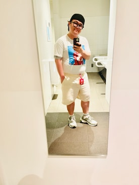 「LACOSTE（ラコステ）のリネン×レーヨンブレンドツイルショーツ（その他パンツ、ホワイト系）」を使った、りゅうたさん（メンズ・160cm）の春コーディネート