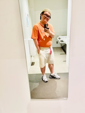「LACOSTE（ラコステ）のリネン×レーヨンブレンドツイルショーツ（その他パンツ、ホワイト系）」を使った、りゅうたさん（メンズ・160cm）の春コーディネート
