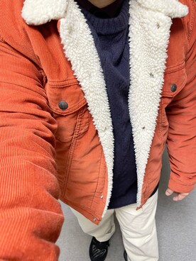 「ケーブルニット」｜「アイテム（デニムジャケット）」を使った、りゅうたさん（メンズ・158cm）の冬コーディネート
