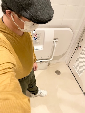 「マスタード」｜「アイテム（ハンチング/ベレー帽）」を使った、りゅうたさん（メンズ・158cm）の秋コーディネート