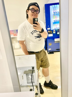 「LACOSTE（ラコステ）のヘビーウェイト アーチネームカレッジロゴプリント 半袖Tシャツ（Tシャツ/カットソー）」を使った、りゅうたさん（メンズ・159cm・30代）の夏コーディネート