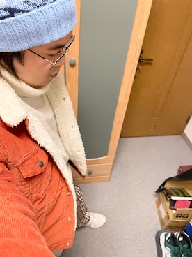 「ボア」｜「アイテム（デニムジャケット）」を使った、りゅうたさん（メンズ・158cm）の冬コーディネート