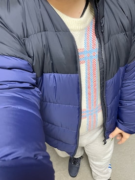 「タックイン」｜「アイテム（ダウンジャケット/コート）」を使った、りゅうたさん（メンズ・158cm）の春コーディネート