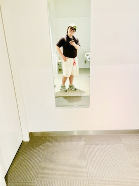 「LACOSTE（ラコステ）のリネン×レーヨンブレンドツイルショーツ（その他パンツ、ホワイト系）」を使った、りゅうたさん（メンズ・160cm）の夏コーディネート