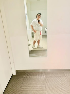 「LACOSTE（ラコステ）のリネン×レーヨンブレンドツイルショーツ（その他パンツ、ホワイト系）」を使った、りゅうたさん（メンズ・160cm）の夏コーディネート