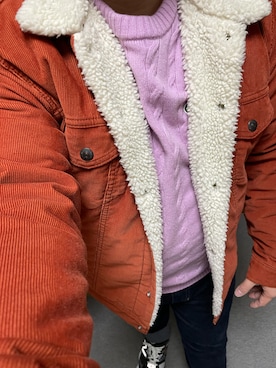 「ケーブルニット」｜「アイテム（デニムジャケット）」を使った、りゅうたさん（メンズ・158cm）の冬コーディネート