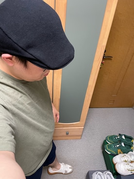 「ジャーマントレーナー」｜「アイテム（ハンチング/ベレー帽）」を使った、りゅうたさん（メンズ・158cm）の春コーディネート