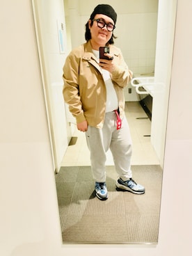 「LACOSTE（ラコステ）の【LACOSTE】COTTON LOGO HUNTING L1130（ハンチング/ベレー帽、ブラック系）」を使った、りゅうたさん（メンズ・160cm）の春コーディネート