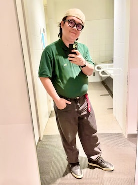 「LACOSTE（ラコステ）の【LACOSTE】COTTON LOGO HUNTING L1130（ハンチング/ベレー帽）」を使った、りゅうたさん（メンズ・159cm）の夏コーディネート
