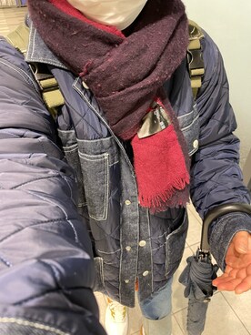 「ケーブルニット」｜「アイテム（デニムジャケット）」を使った、りゅうたさん（メンズ・158cm）の冬コーディネート